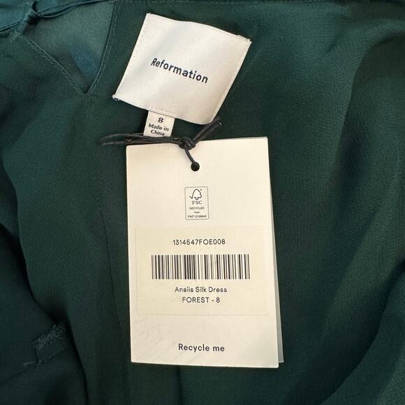 Reformation Anaiis Silk Dress Forest - Picture 7 of 11